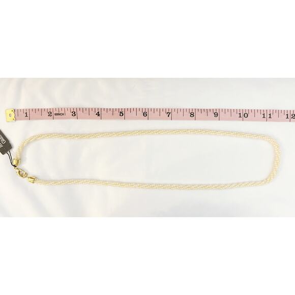 Vintage Ivory Twisted Beaded Bohemian Glass Necklace - Picture 3 of 3